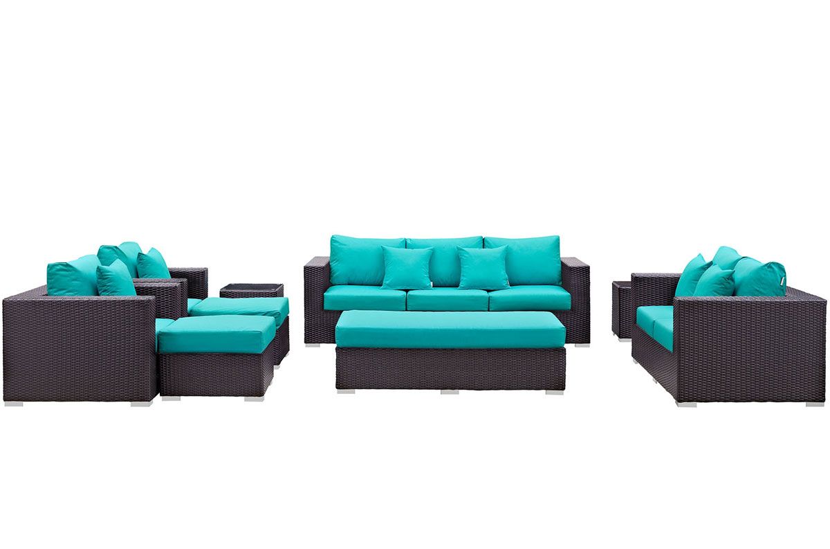 Newland Turquoise 9-Piece Patio Sofa Set