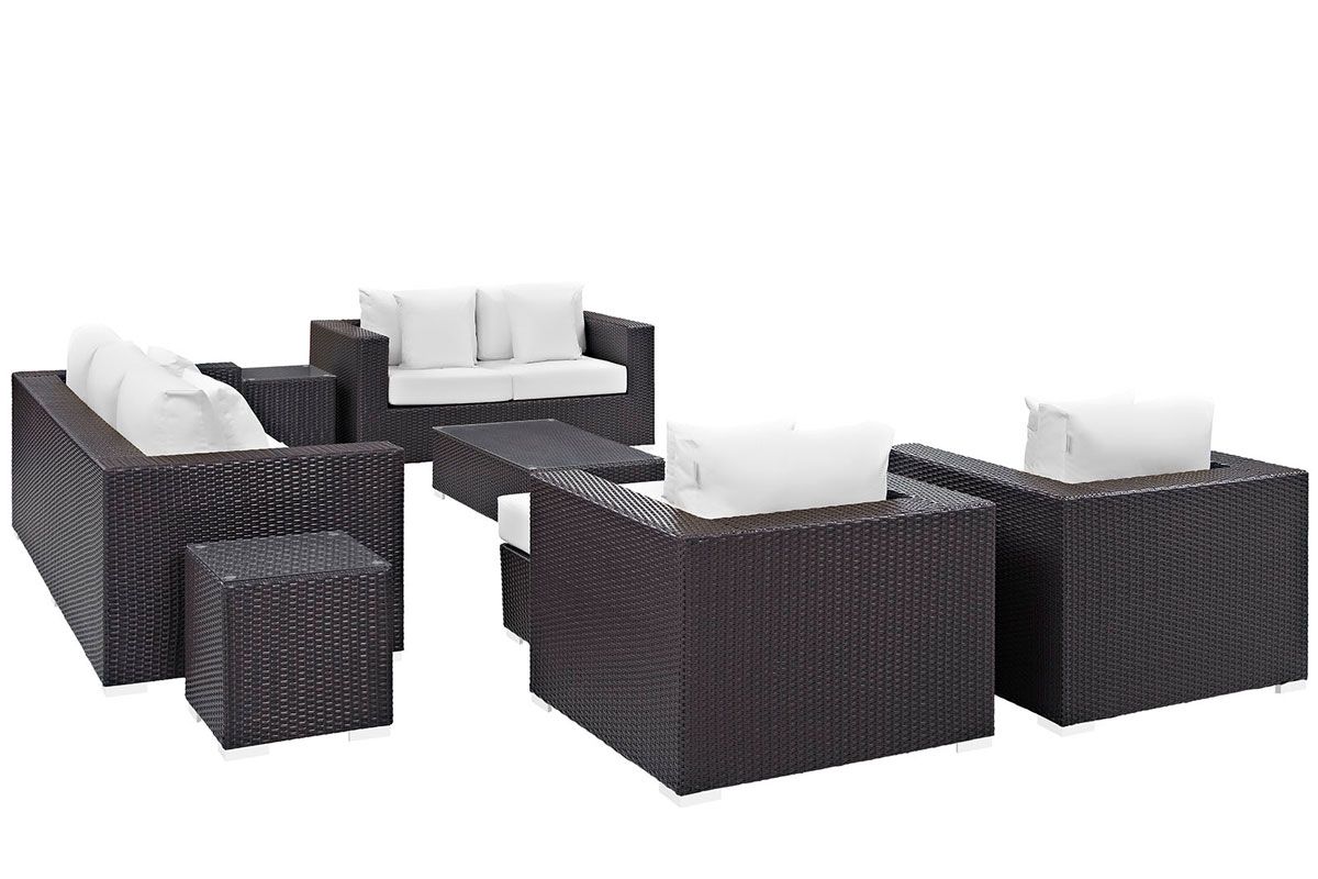 Newland White 9-Piece Modern Outdoor Sofa Set