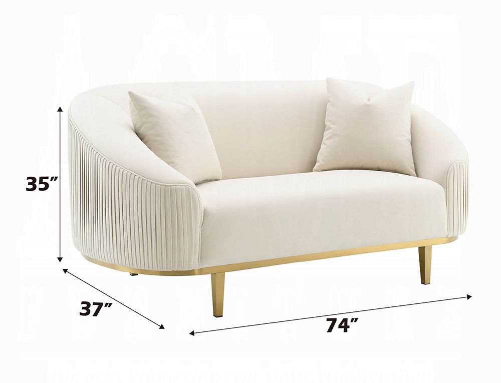 Nigel Ivory Velvet Loveseat