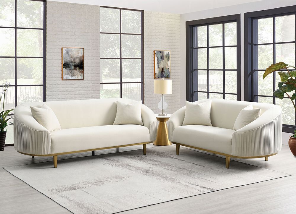 Nigel Ivory Velvet Sofa Set