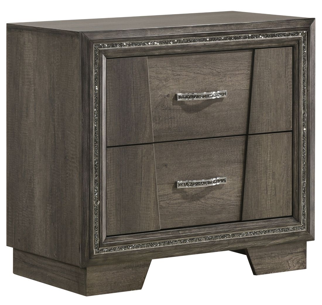 Norah Grey Night Stand With Glitter Trim