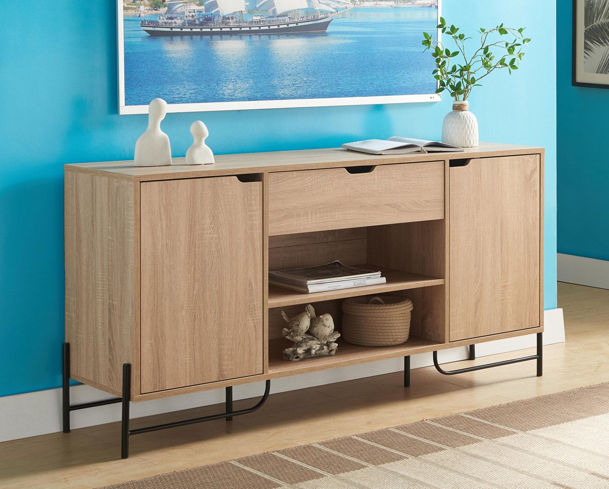 Norgos Rustic Oak Sideboard With Black Base