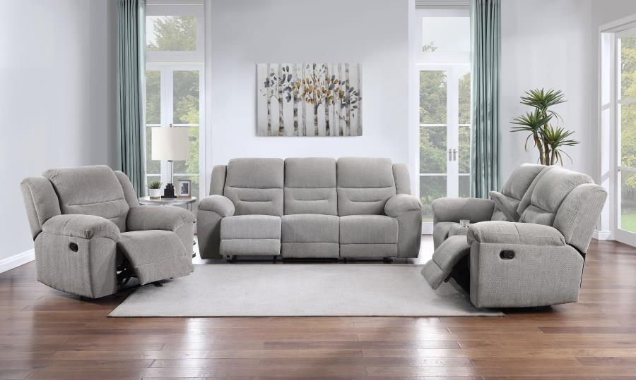 Noriega Grey Chenille Recliner Sofa Set