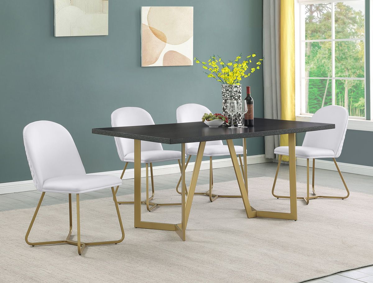 Odin Black Dining Table Set With White Chairs