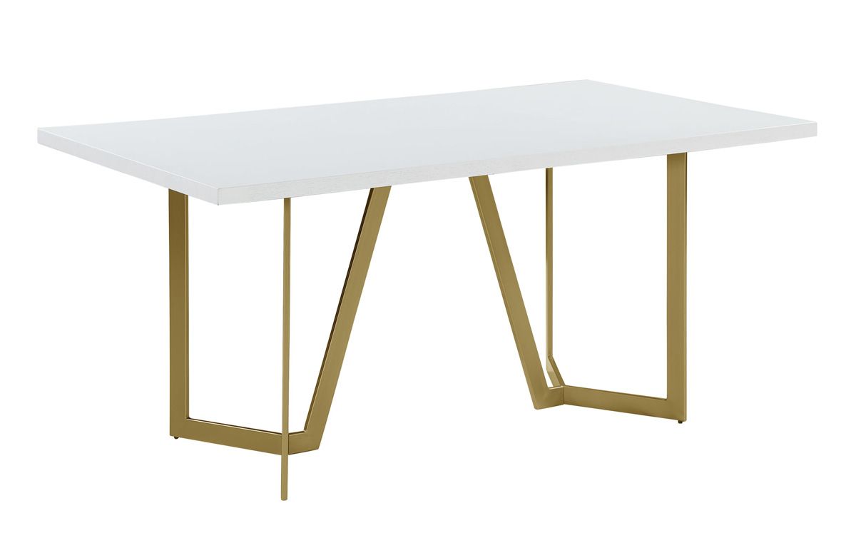 Odin White Dining Table With Gold Base