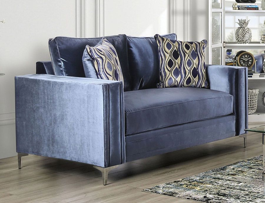 Ohio Blue Microfiber Loveseat