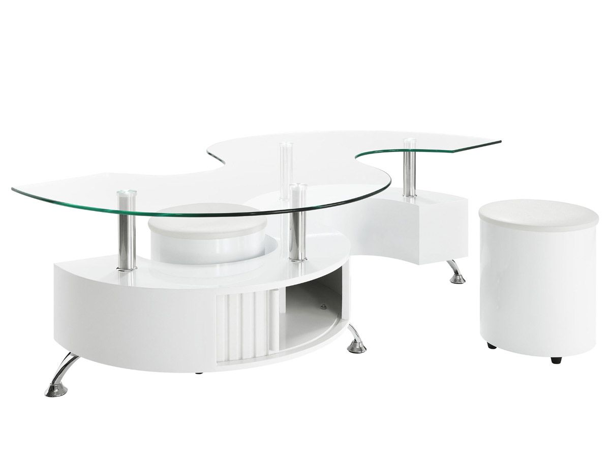 Olympia White Coffee Table With Stools