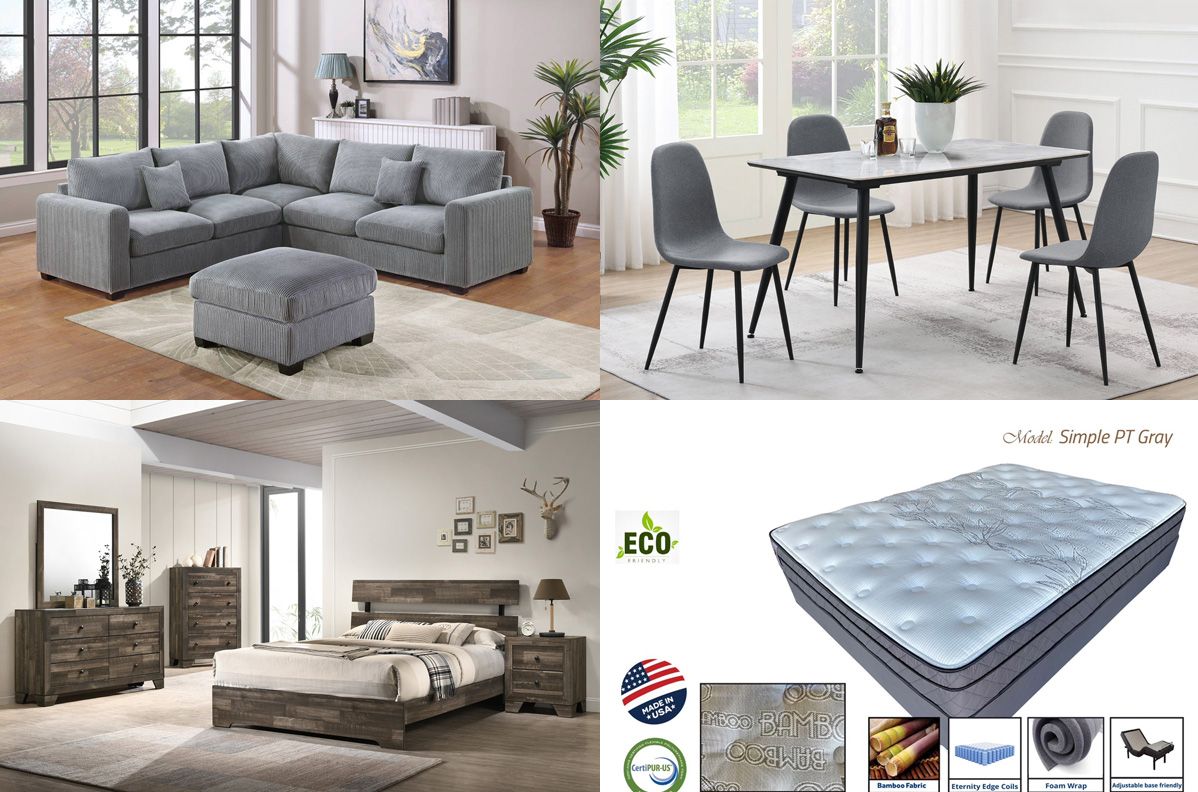 One Bedroom Furniture Package Deal Grey Color Theme