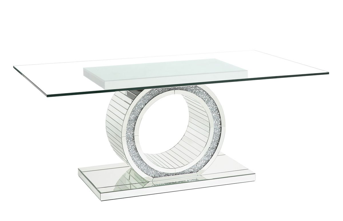 Oring Modern Mirrored Dining Table With Crystals