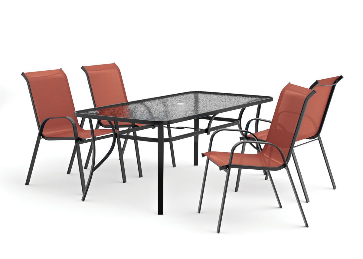 Orton 5-Piece Outdoor Table Set Red Chairs