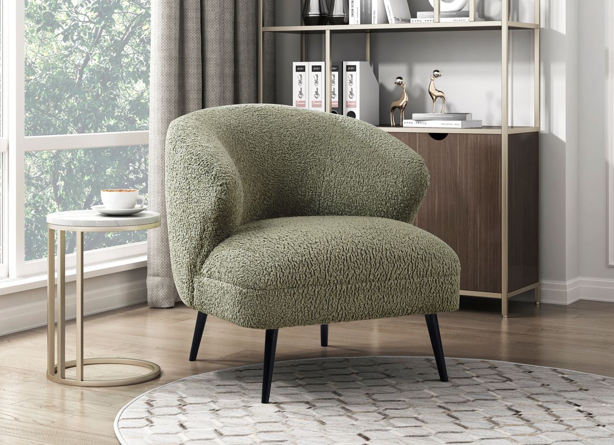 Otello Green Boucle Accent Chair