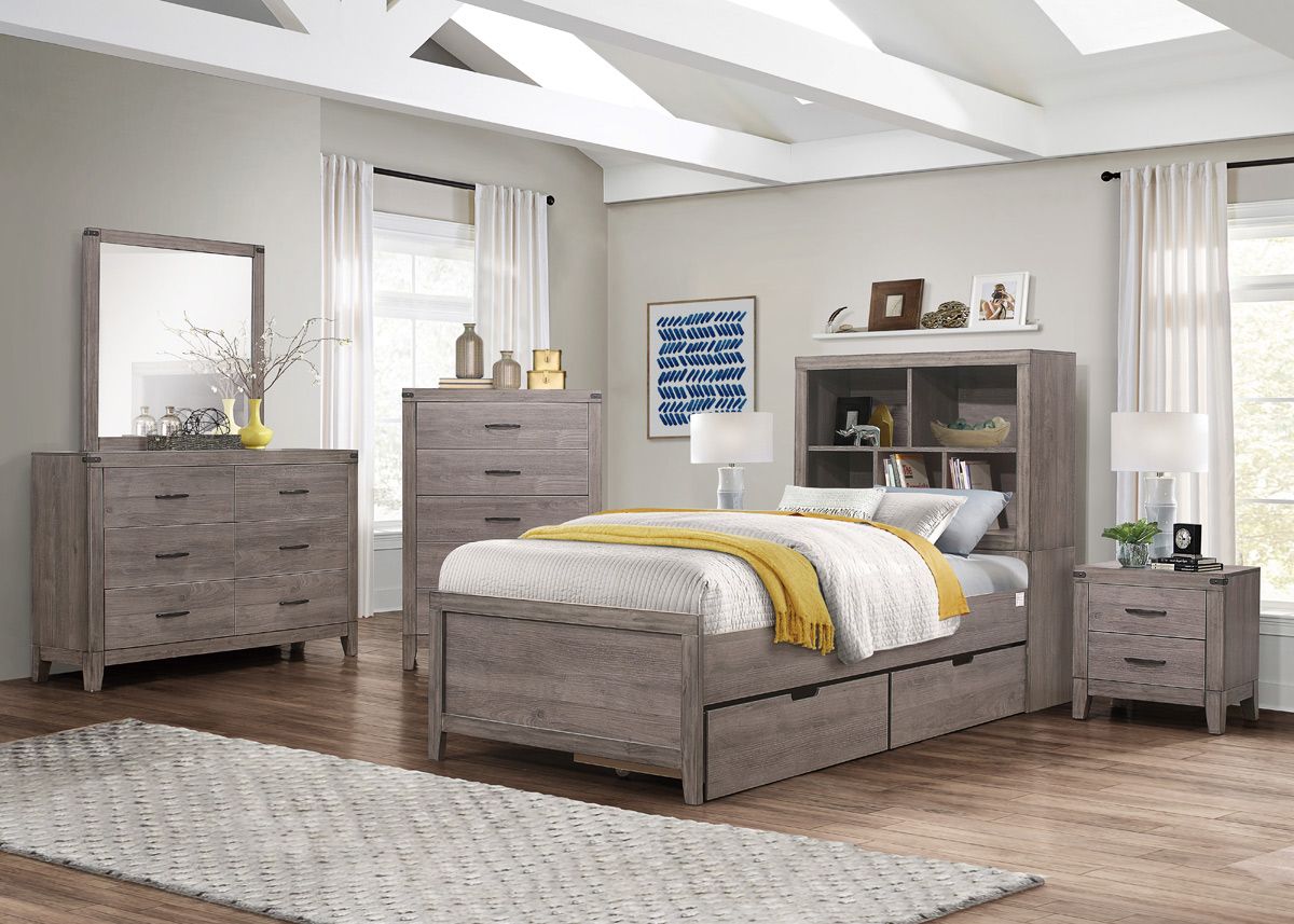 Otis Grey Finish Bed With Drawers