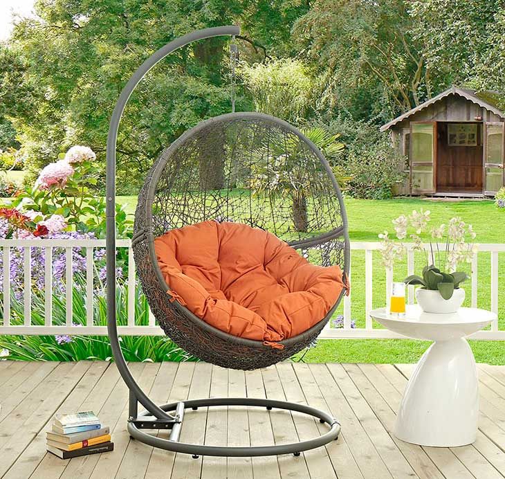 Hide Orange Outdoor Swing Chair