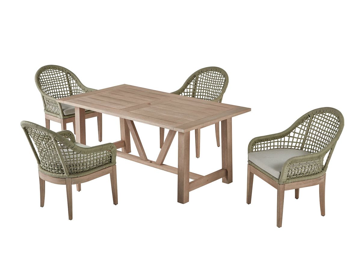 Palma Light Oak Outdoor Dining Table Set