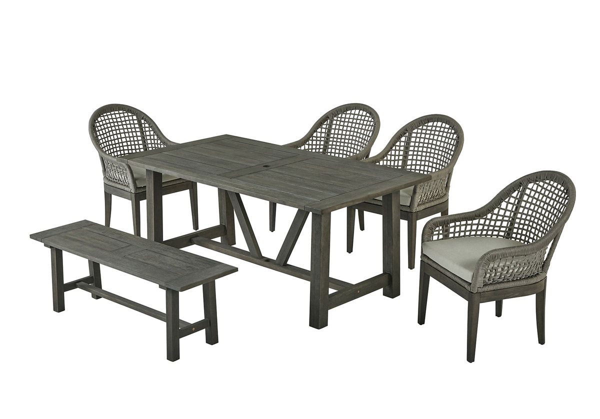 Palma Rustic Grey Outdoor 6-Piece Dining Table Set