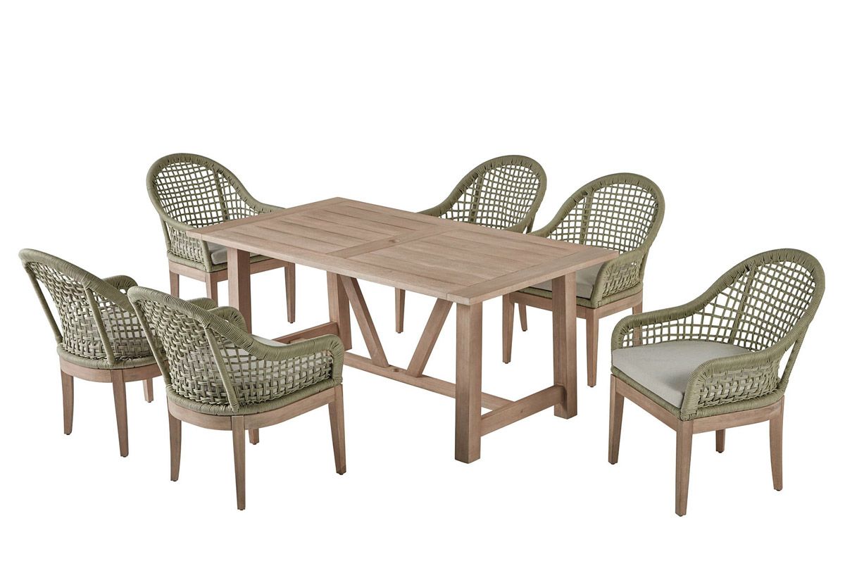 Palma Light Oak Outdoor 7-Piece Dining Table Set