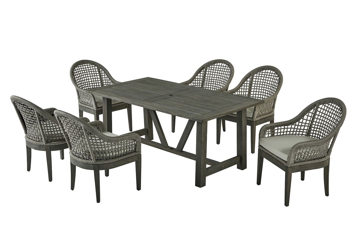 Palma Rustic Grey Outdoor 7-Piece Dining Table Set