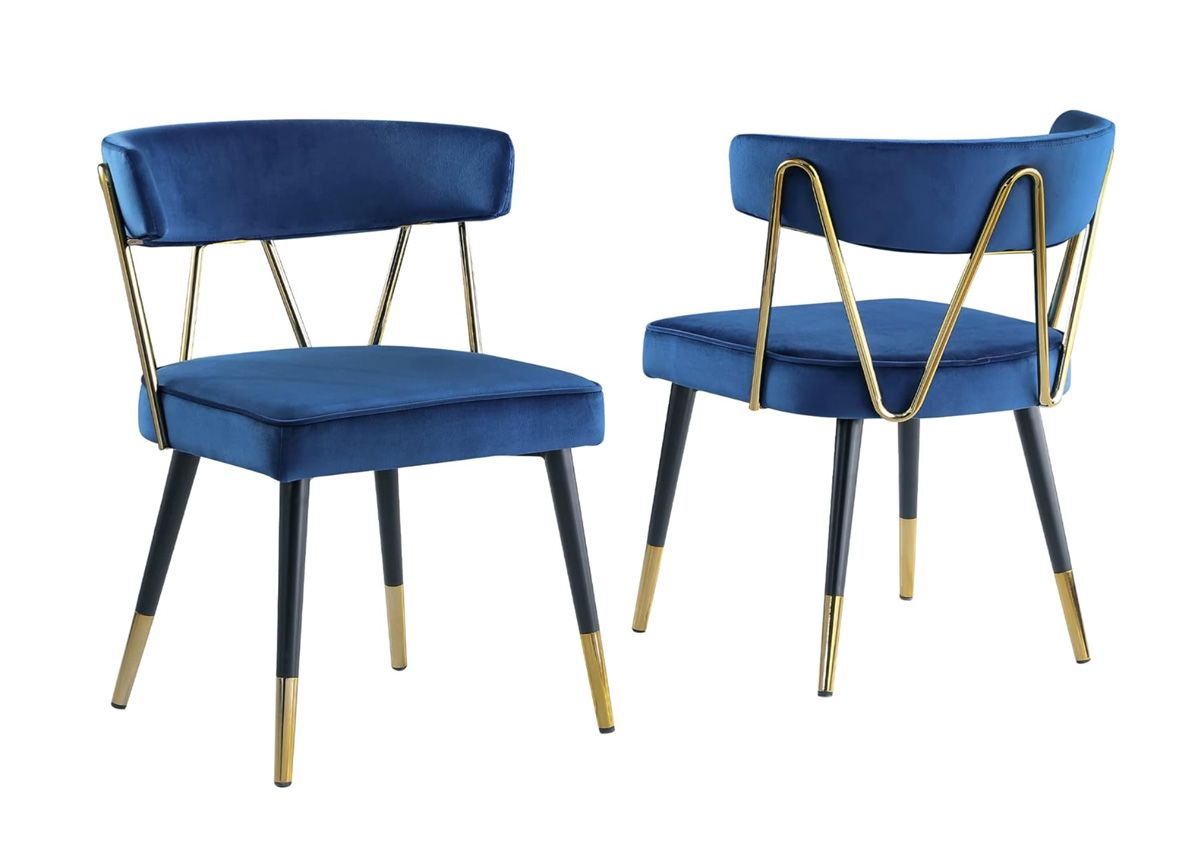 Palms Blue Velvet Dining Chairs