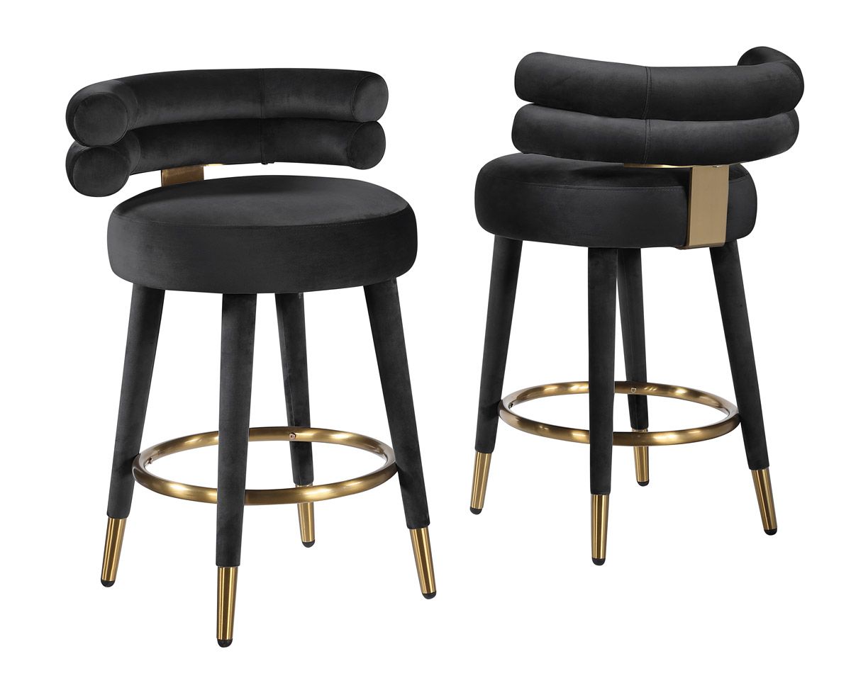 Parma Black Velvet Counter Height Chairs