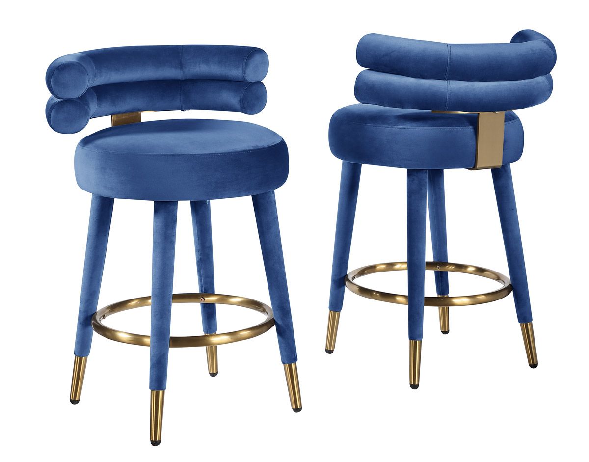 Parma Blue Velvet Counter Height Chairs