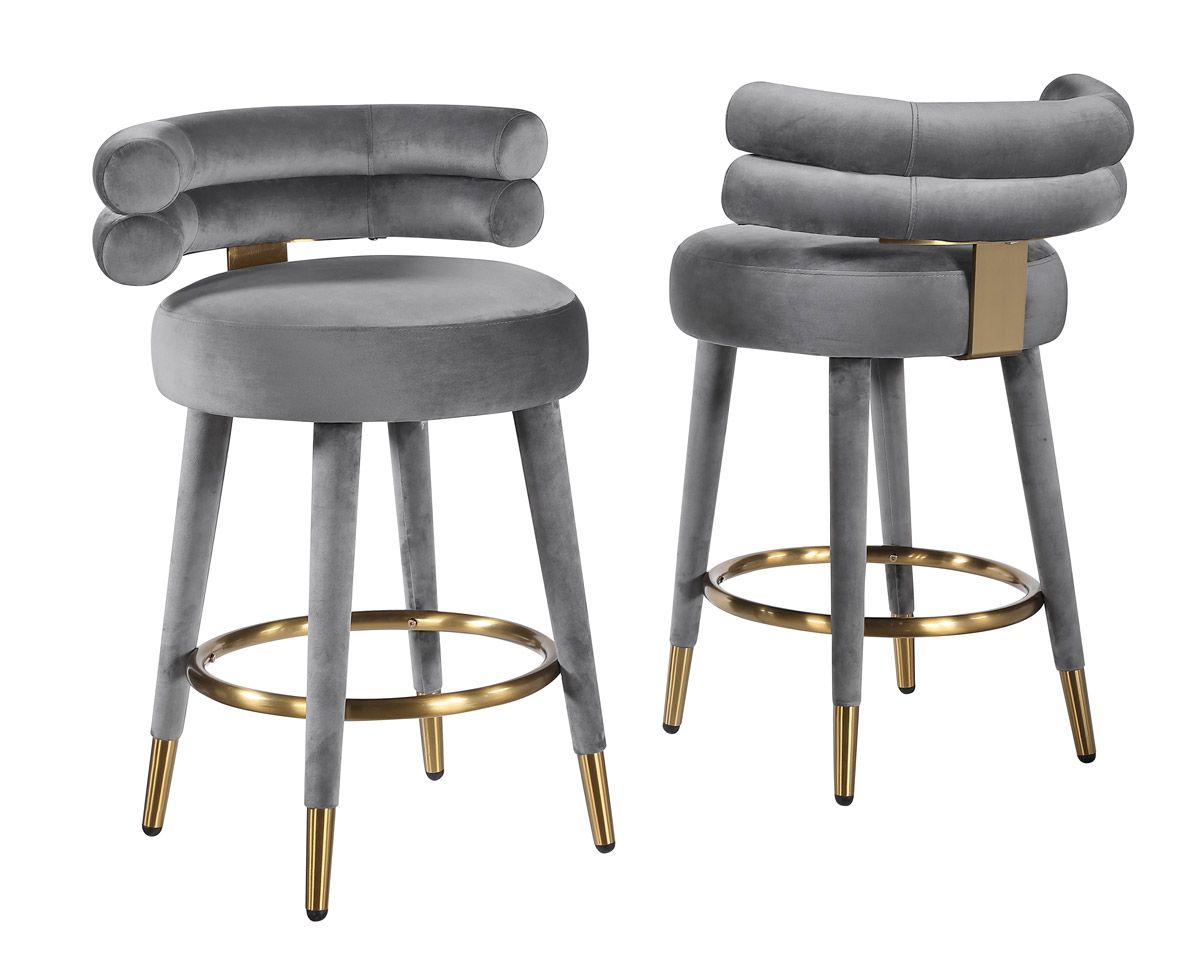 Parma Grey Velvet Counter Height Chairs