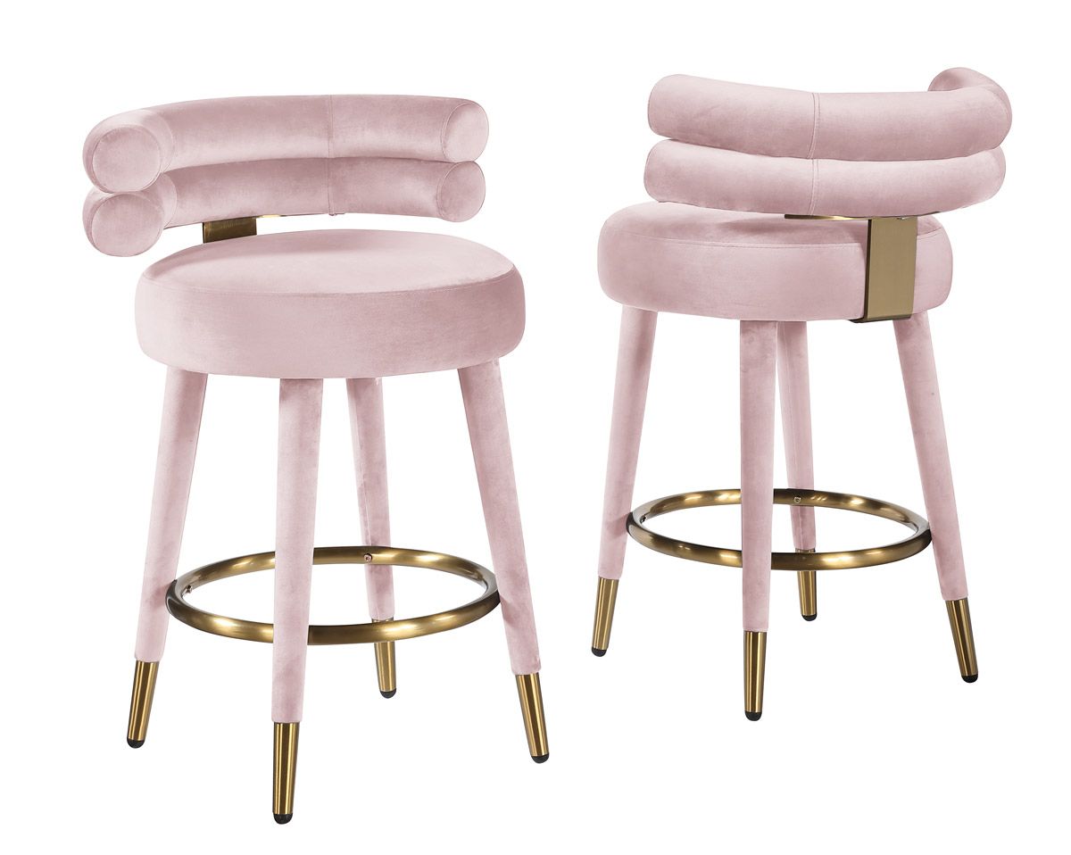 Parma Pink Velvet Counter Height Chairs