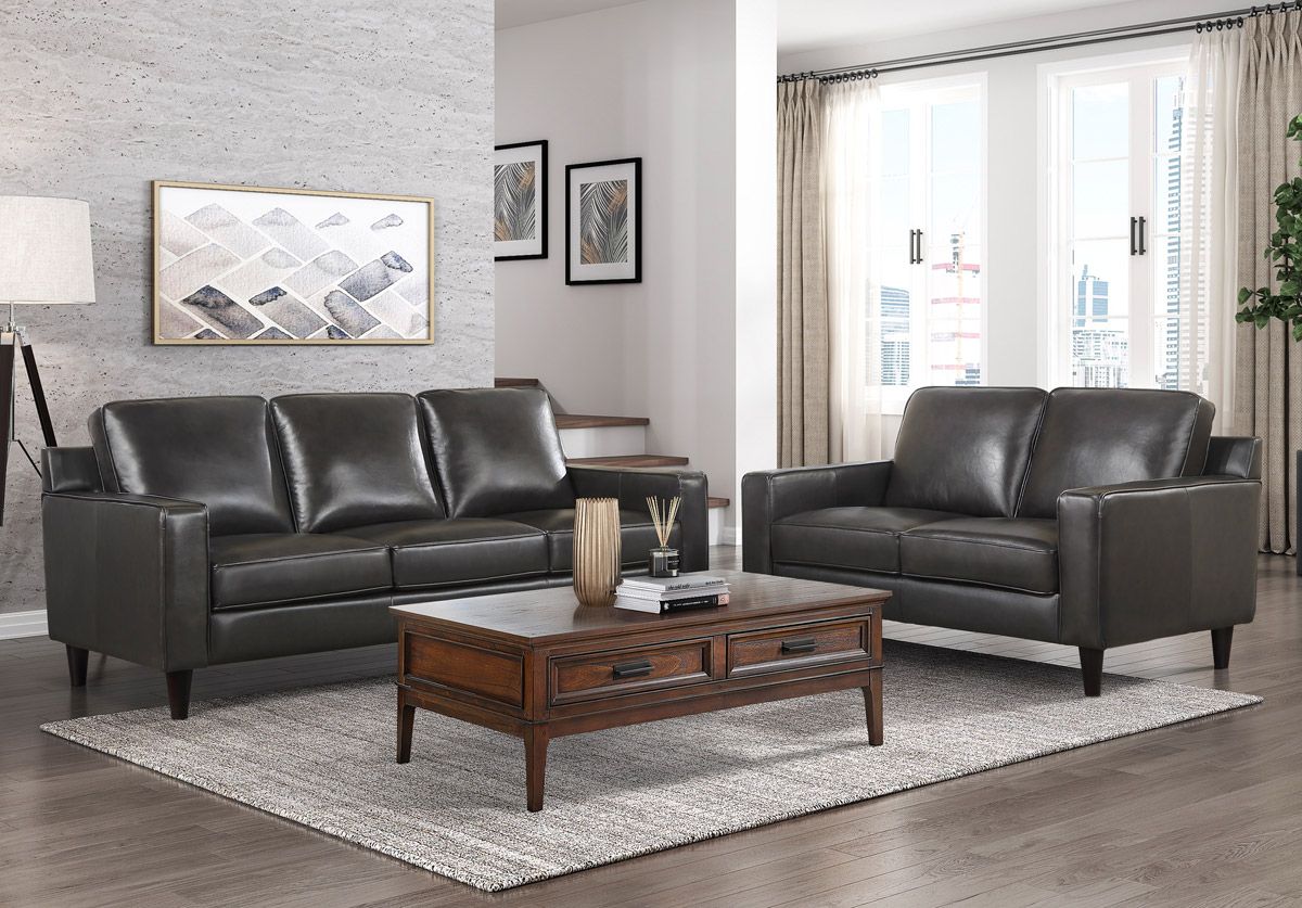 Perkin Leather Sofa Set