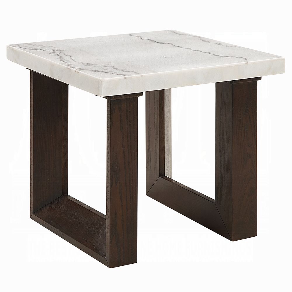 Pittston White Marble Top End Table