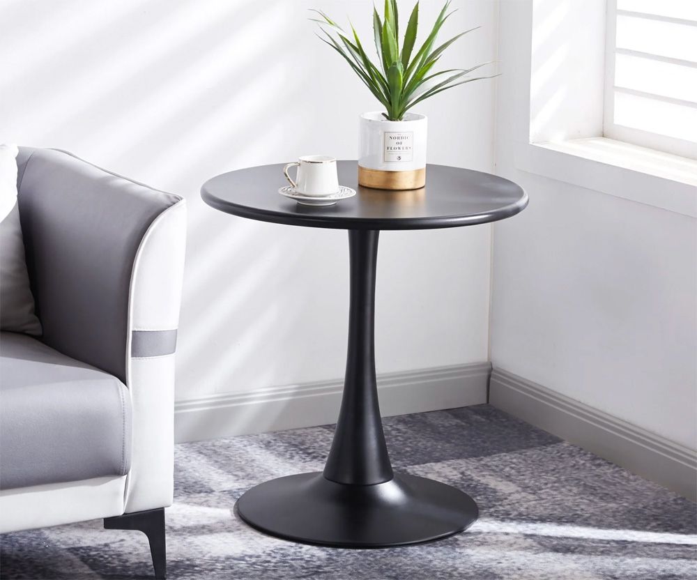 Planet Round End Table Black Finish