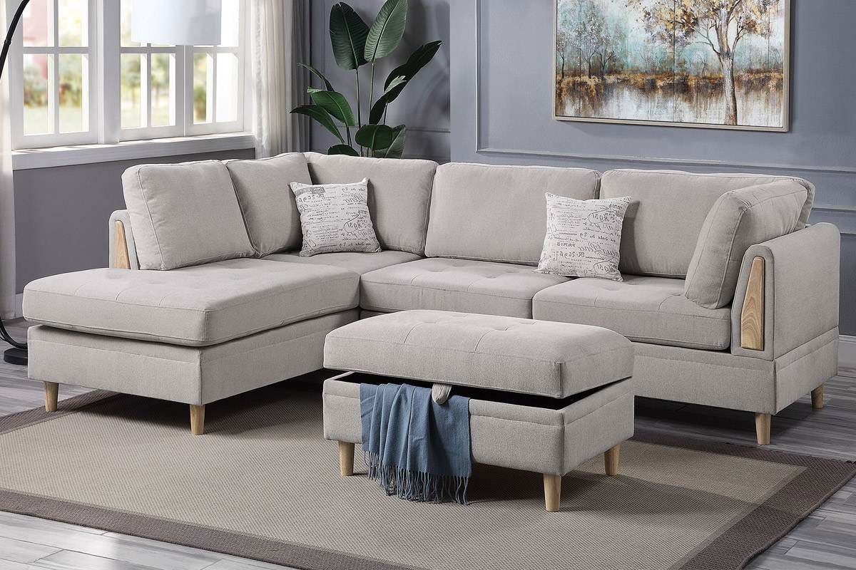 Plaza Mushroom Chenille Sectional Set