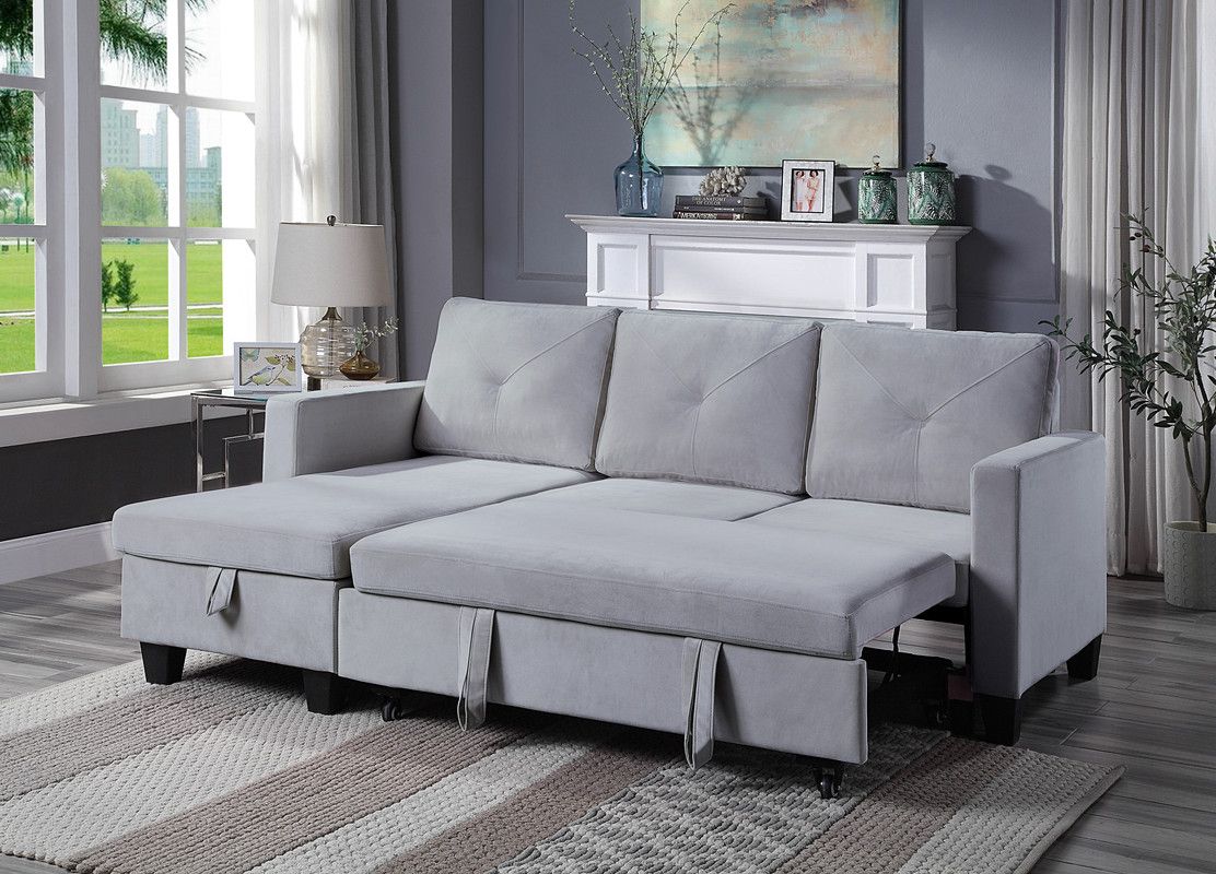 Polito Light Grey Sectional Sleeper