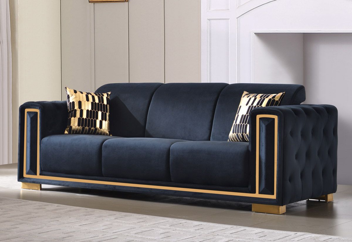 Praten Black Velvet Sofa