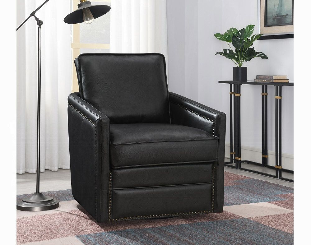 Raffi Vintage Accent Chair Black Leather