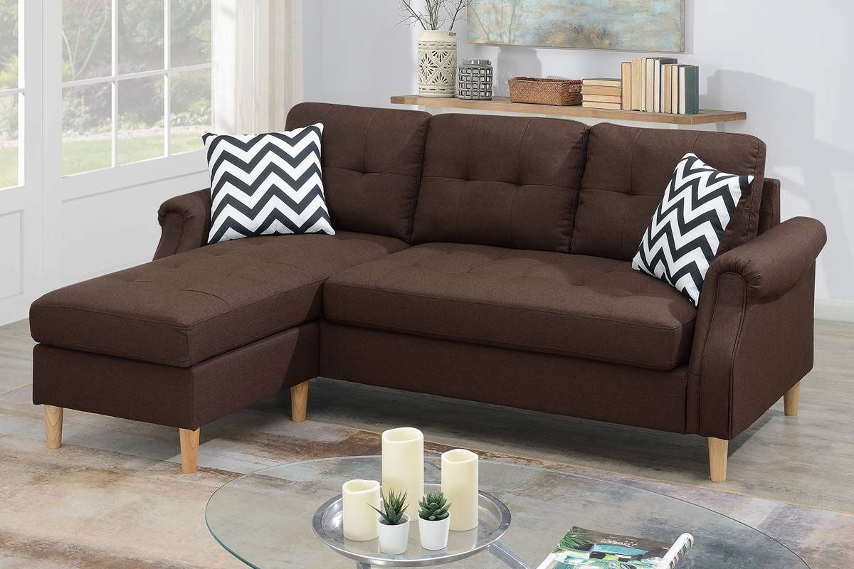 Randa Coffee Linen Compact Reversible Sectional