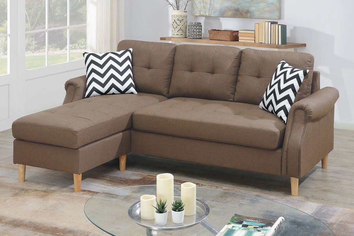 Randa Light Coffee Linen Reversible Sectional