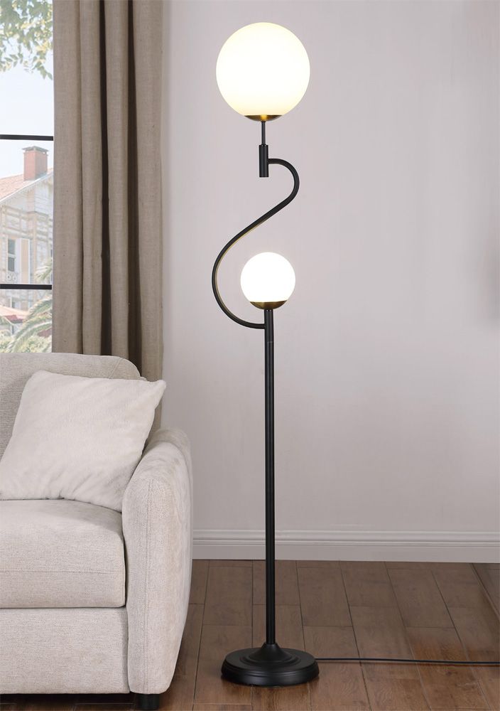 Raven Dual Spherical Bulb Metal Floor Lamp