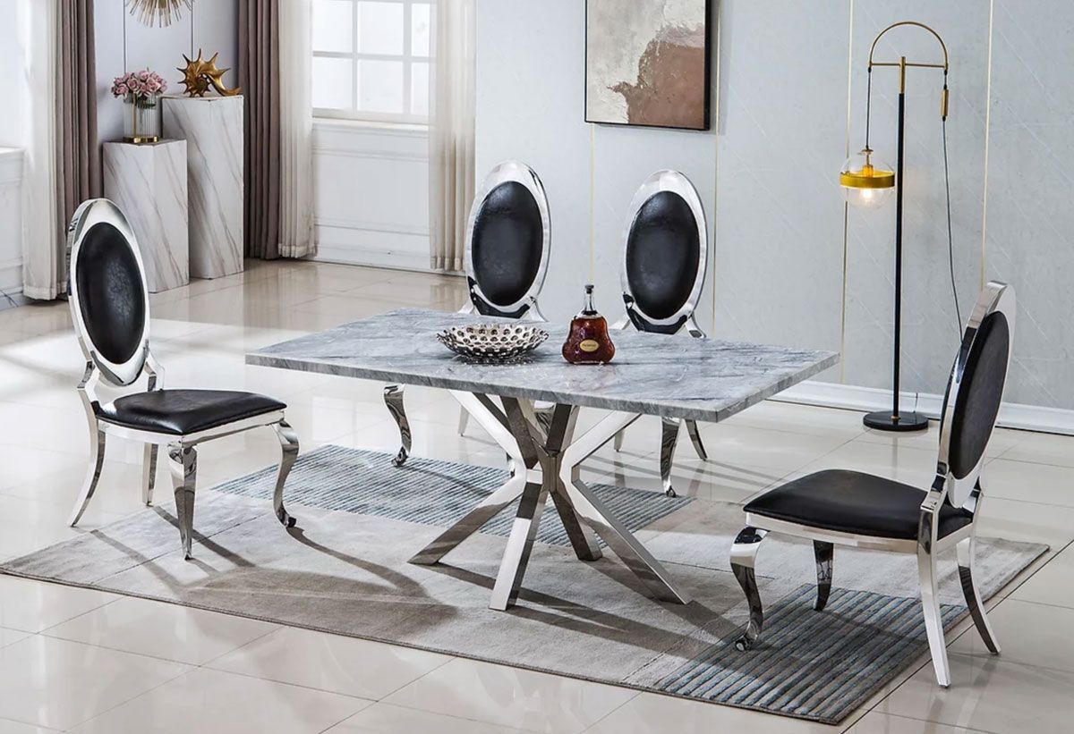 Razor Grey Marble Top Dining Table