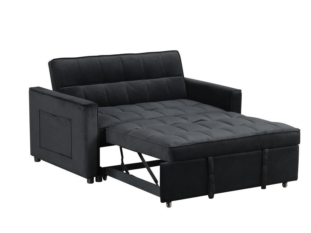 Redford Black Velvet Loveseat Sleeper