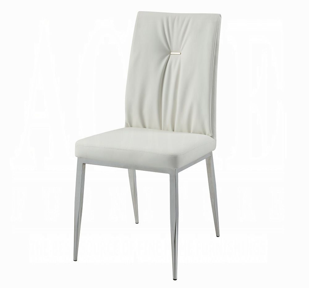 Reza White Leather Dining Chair