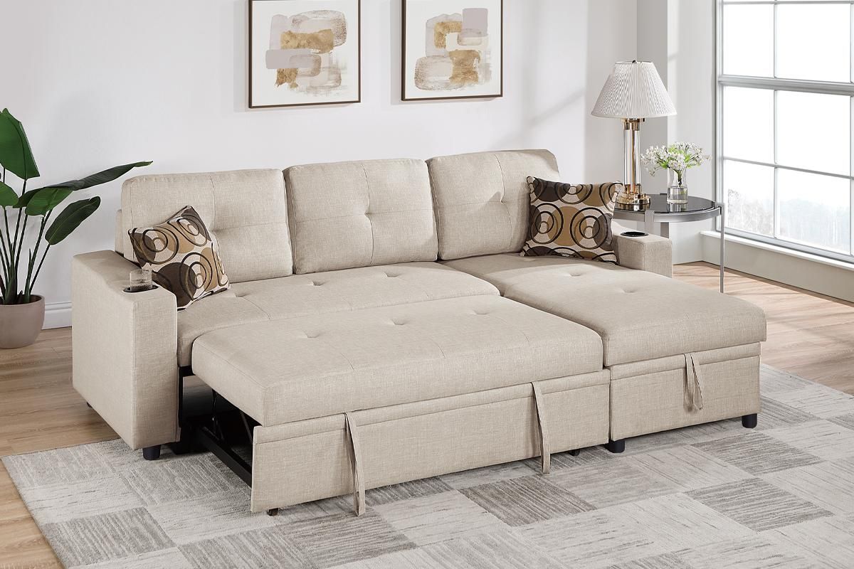 Richie Beige Dorris Fabric Sectional Sleeper