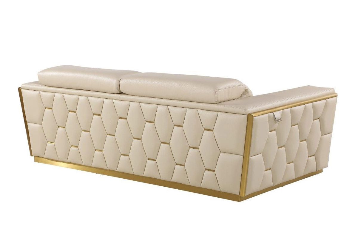 Rita Beige Italian Leather Sofa Back Side