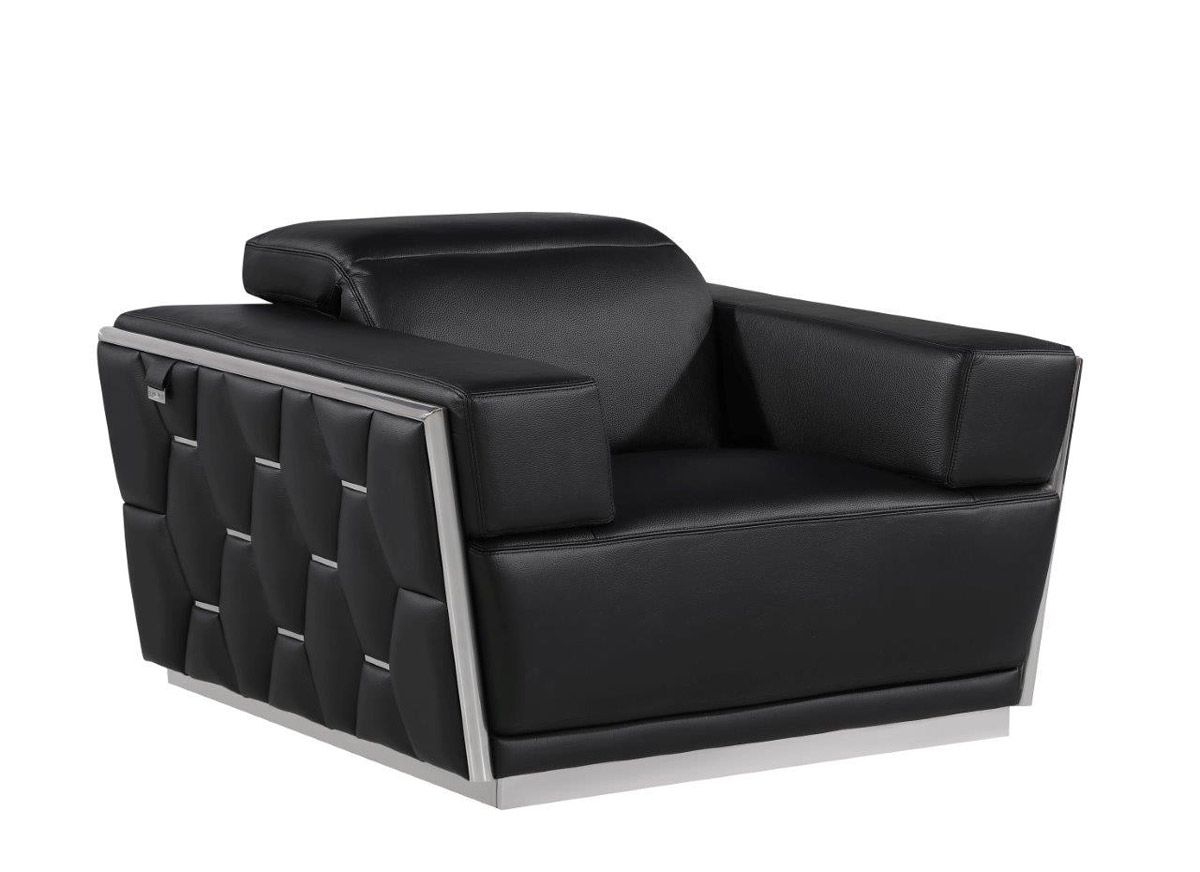 Rita Black Italian Leather Modern Chair