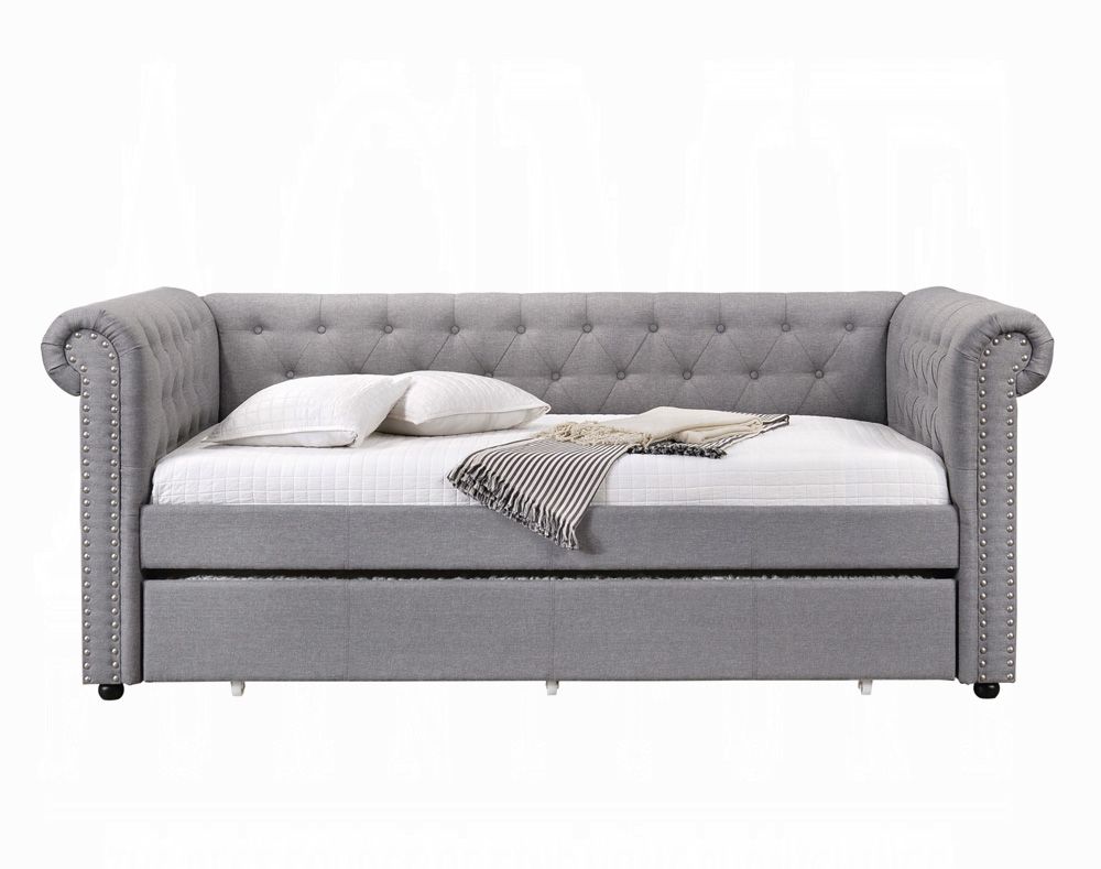 Robey Grey Linen Chesterfield Style Daybed