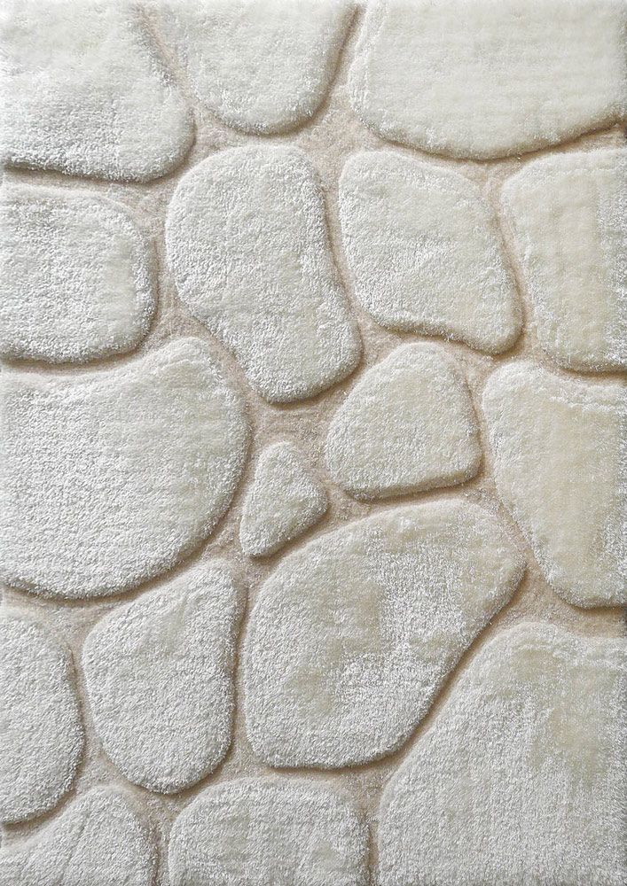 Rock Design Ivory Shag Area Rug