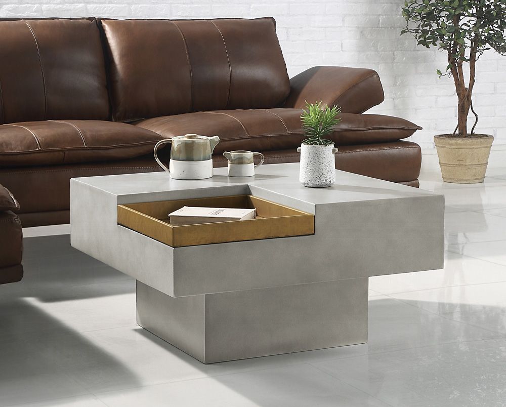 Rogyne Square Coffee Table With Tray