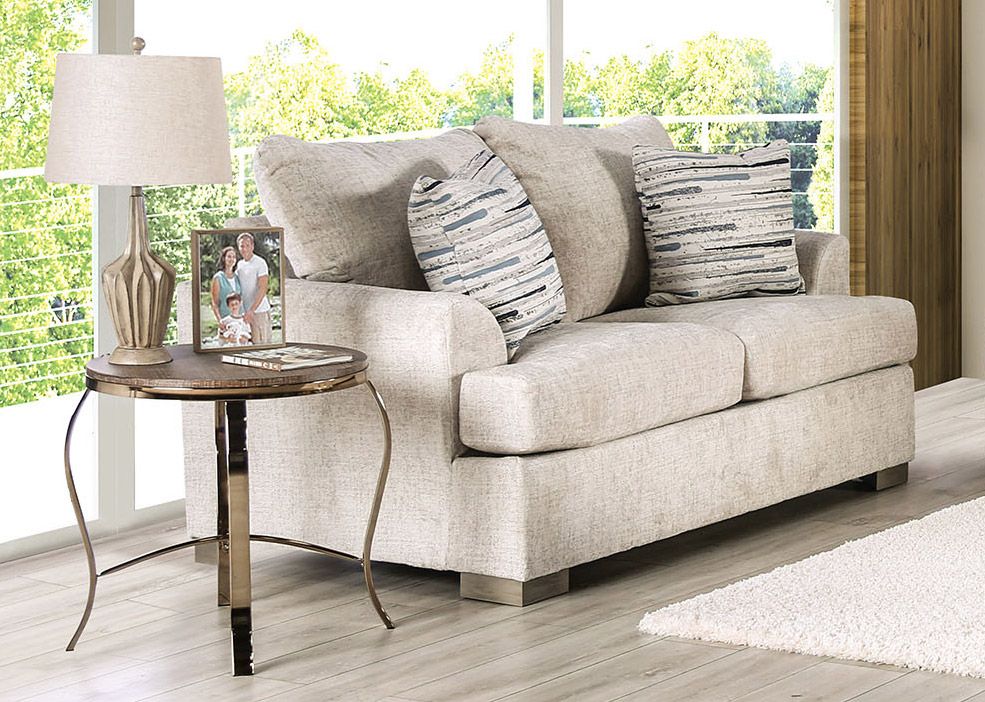 Rolyn Cream Fabric Oversized Loveseat