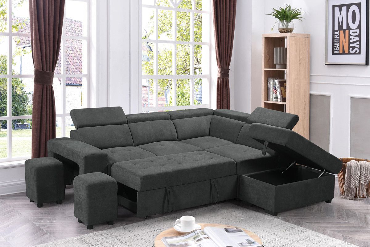 Ronaldo Dark Grey Sectional With Storage