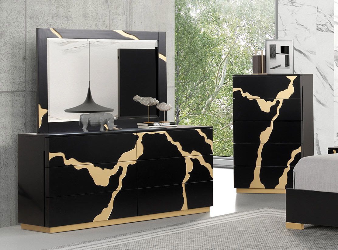 Rondo Black And Gold Dresser