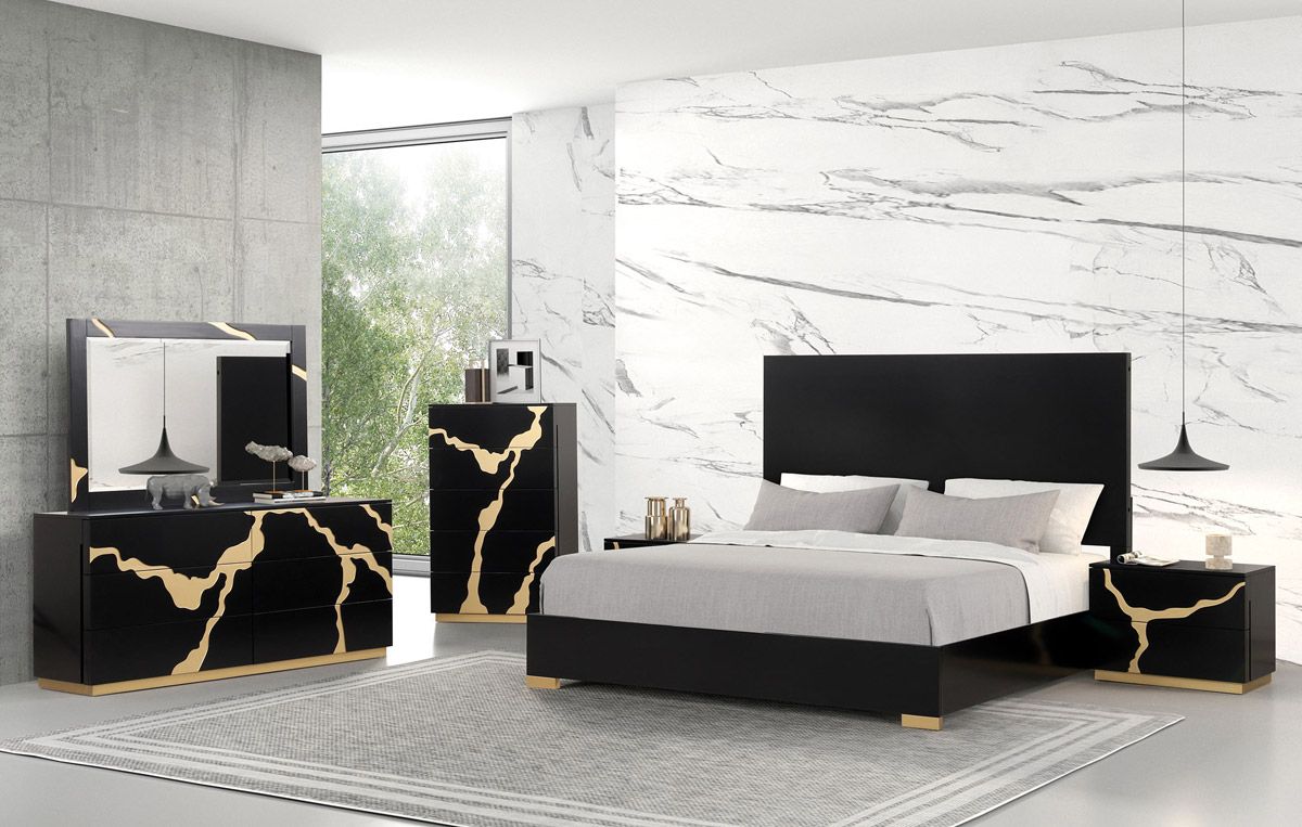 Rondo Black Finish Modern Bed