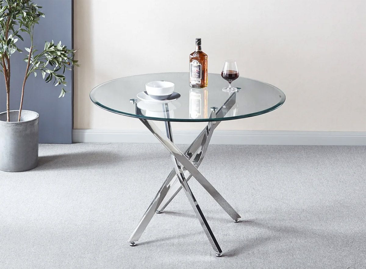 Rosa Round Glass Modern Dining Table